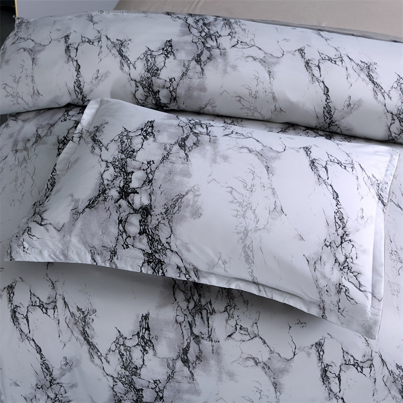 3-Piece Marble Luxury Duvet Cover Set