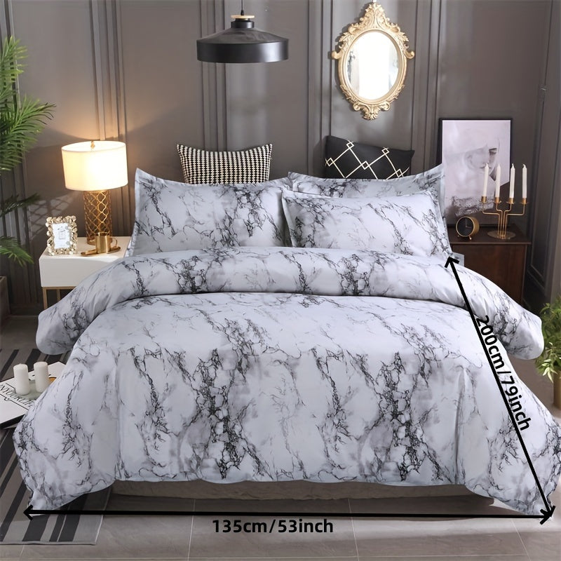3-Piece Marble Luxury Duvet Cover Set