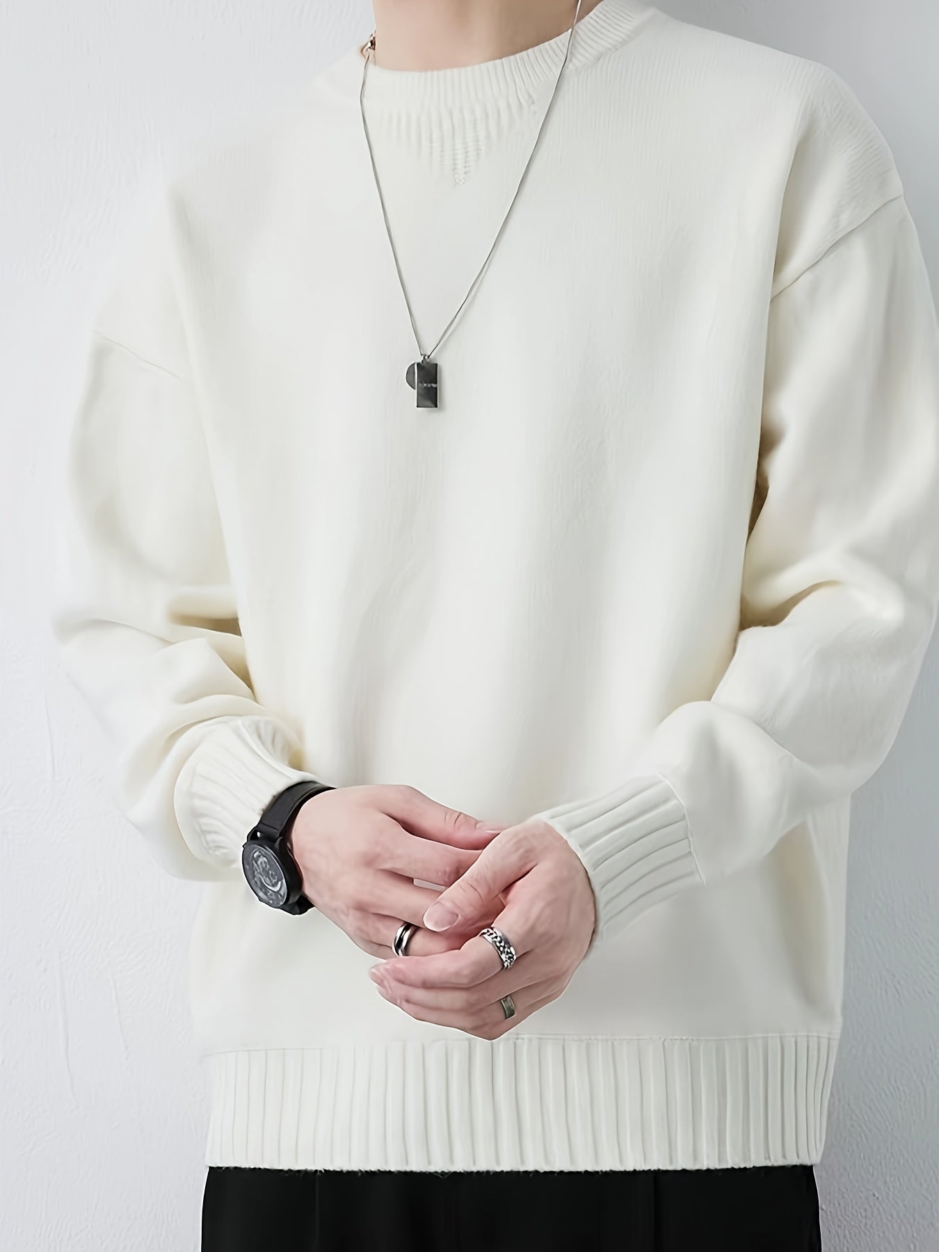 Cozy Knit Crew Neck Sweater - Men