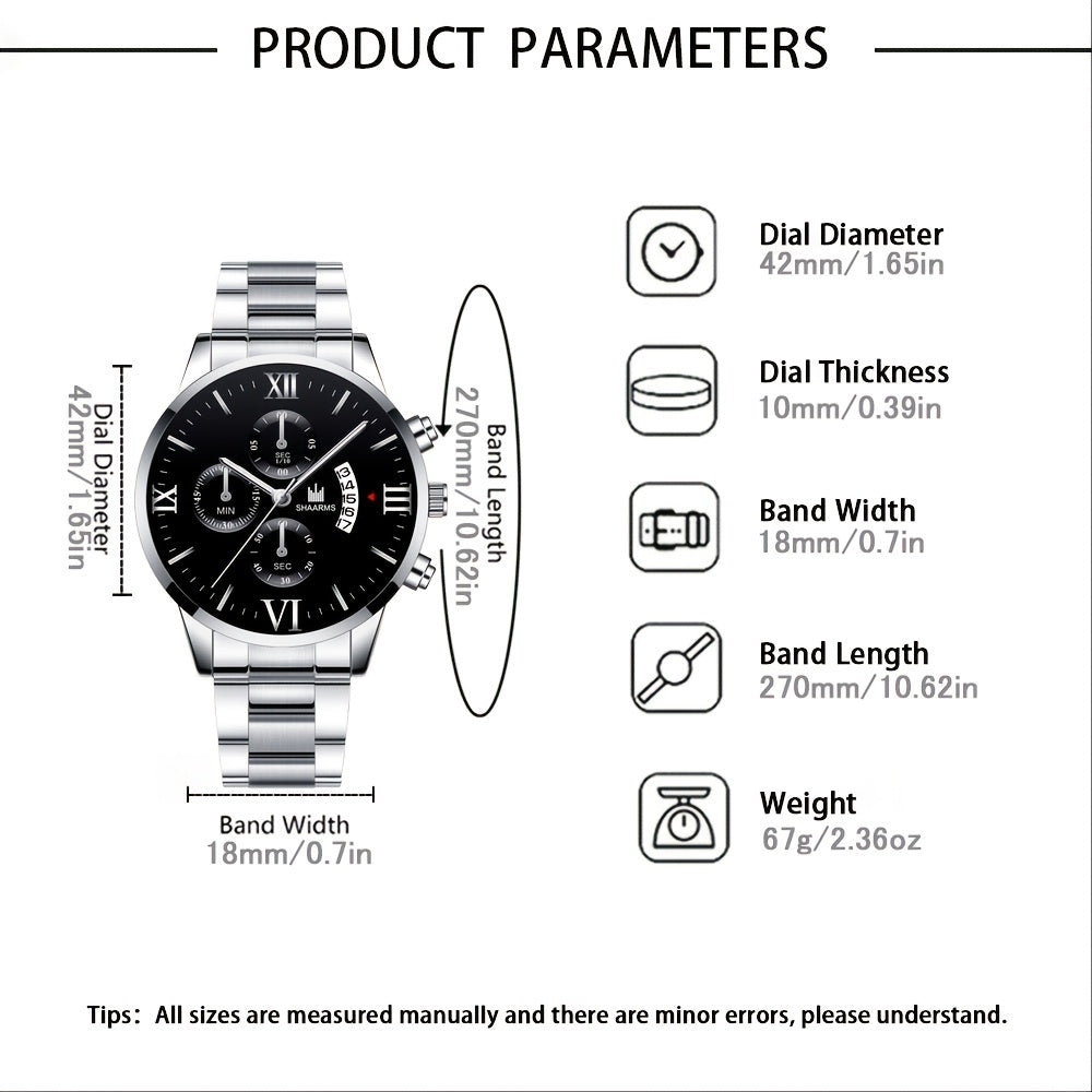 Men's Business Quartz Watch With Faux Three Subdials