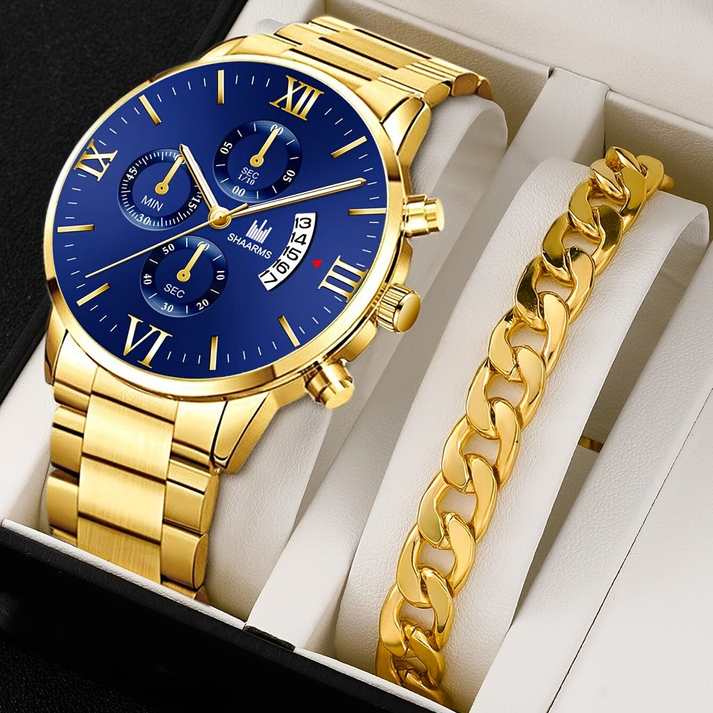 Men's Business Quartz Watch With Faux Three Subdials