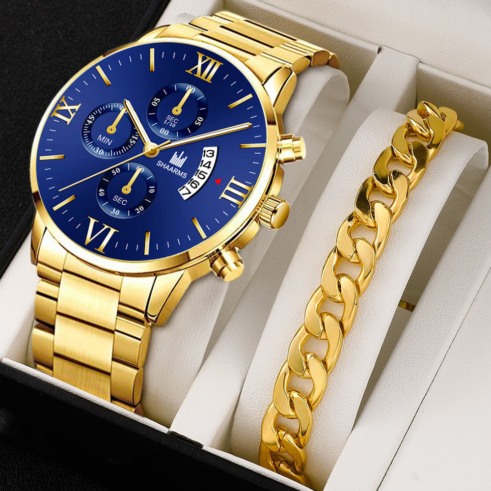 Men's Business Quartz Watch With Faux Three Subdials