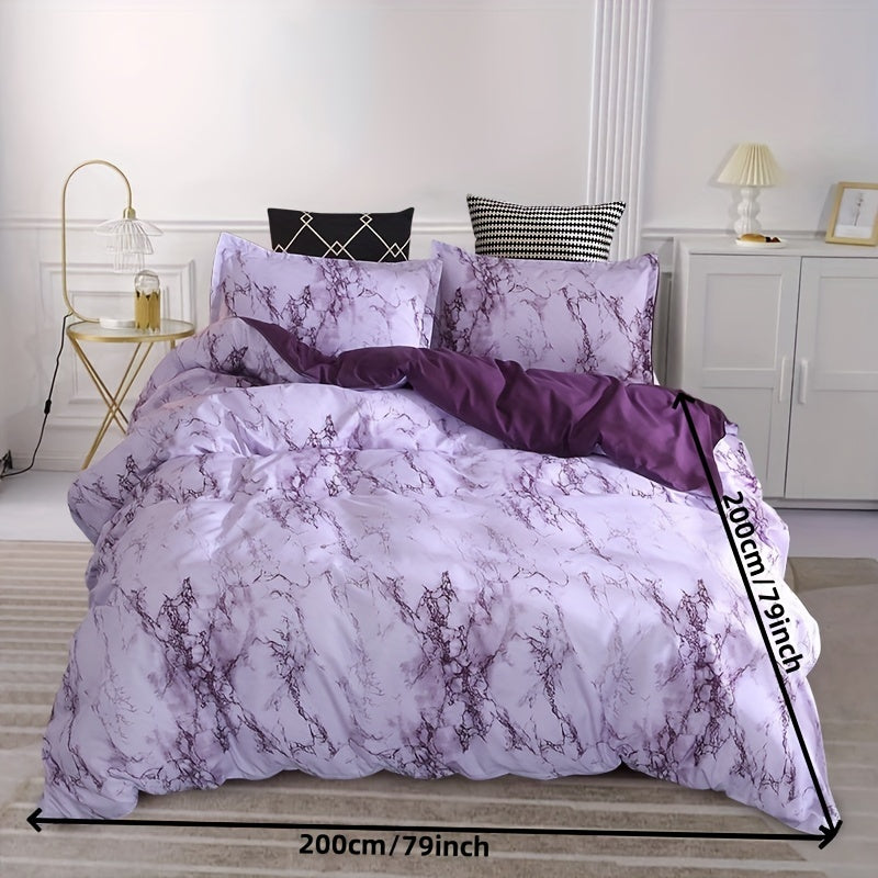 3-Piece Marble Luxury Duvet Cover Set
