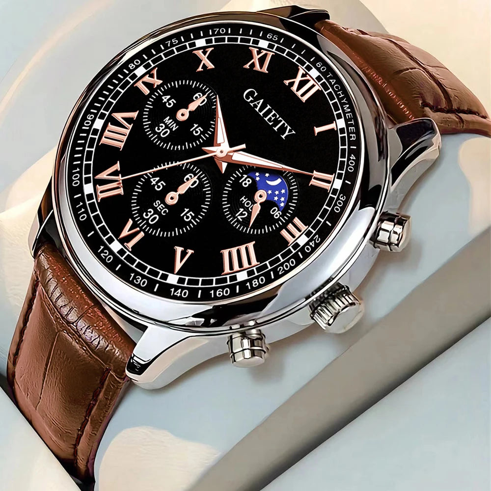 1PCS Fashion Watch Set Business Versatile Retro Quartz Watch