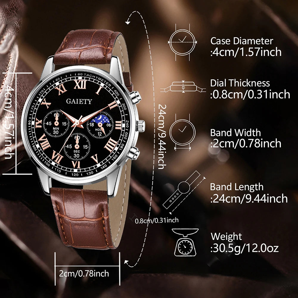1PCS Fashion Watch Set Business Versatile Retro Quartz Watch