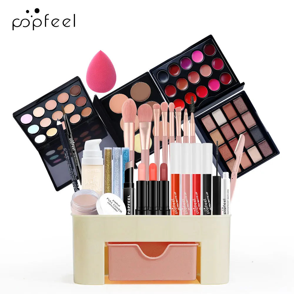 Makeup Kit Full Set All in One Eye Shadow Eyebrow Lipstick Mascara Contour Powder Brush Sets