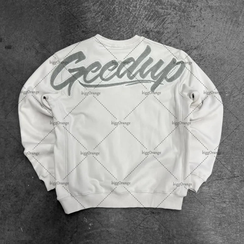American New Retro Letter Embroidered Casual Loose Top Men 2025 Street Hip-hop Harajuku Y2K Fashion Oversized Sweatshirt Women