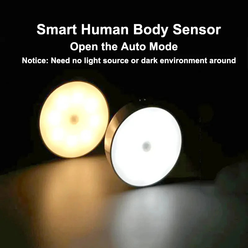LED Smart Human Body Sensor Night Lamp Automatic Lighting USB Charging