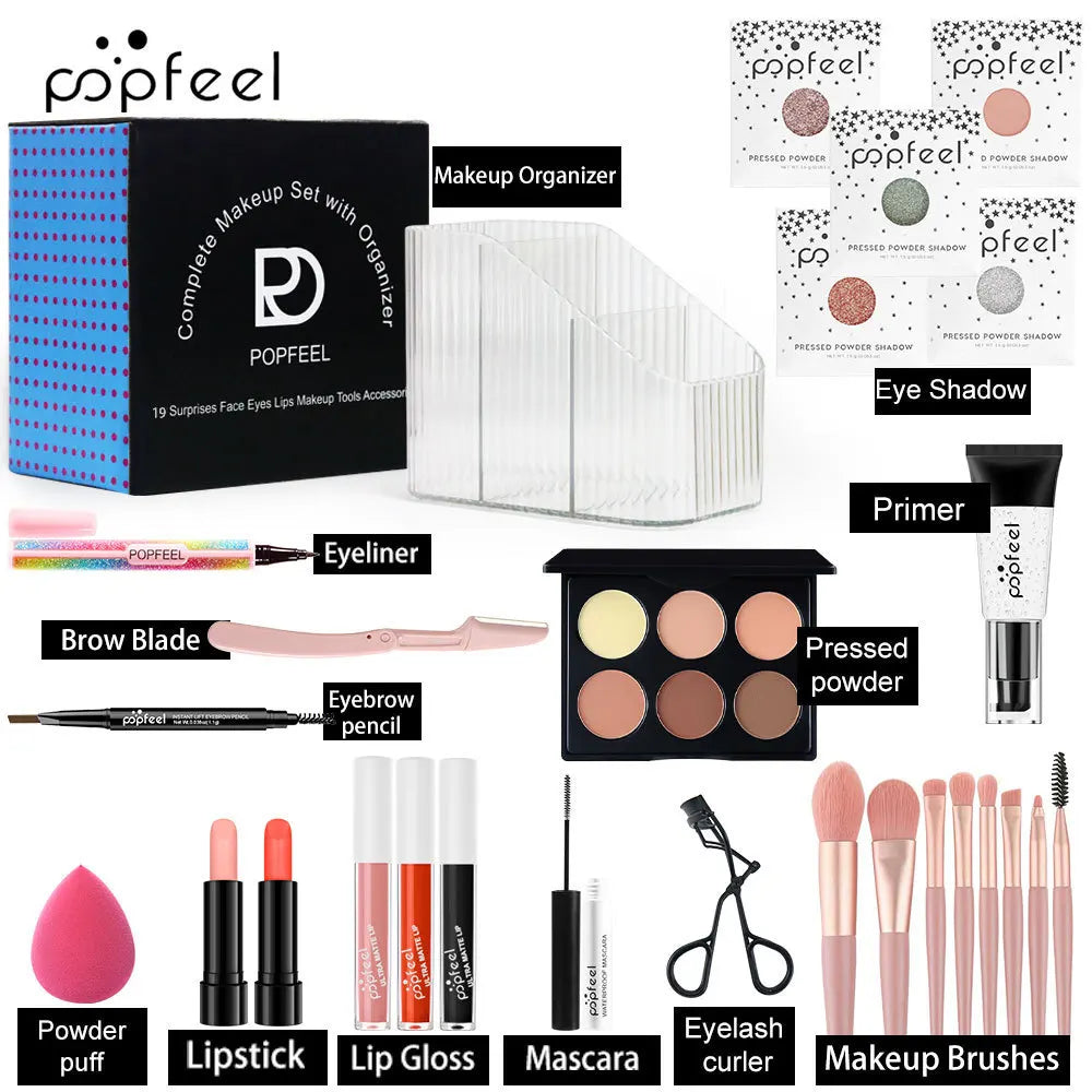 Makeup Kit Full Set All in One Eye Shadow Eyebrow Lipstick Mascara Contour Powder Brush Sets