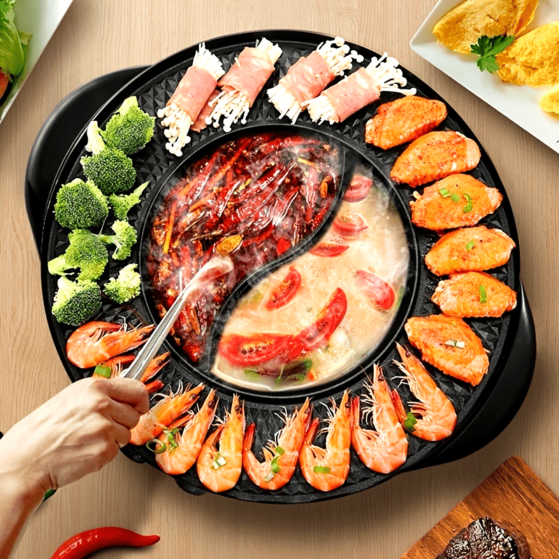 Electric Smokeless BBQ Grill and Hot Pot Duo