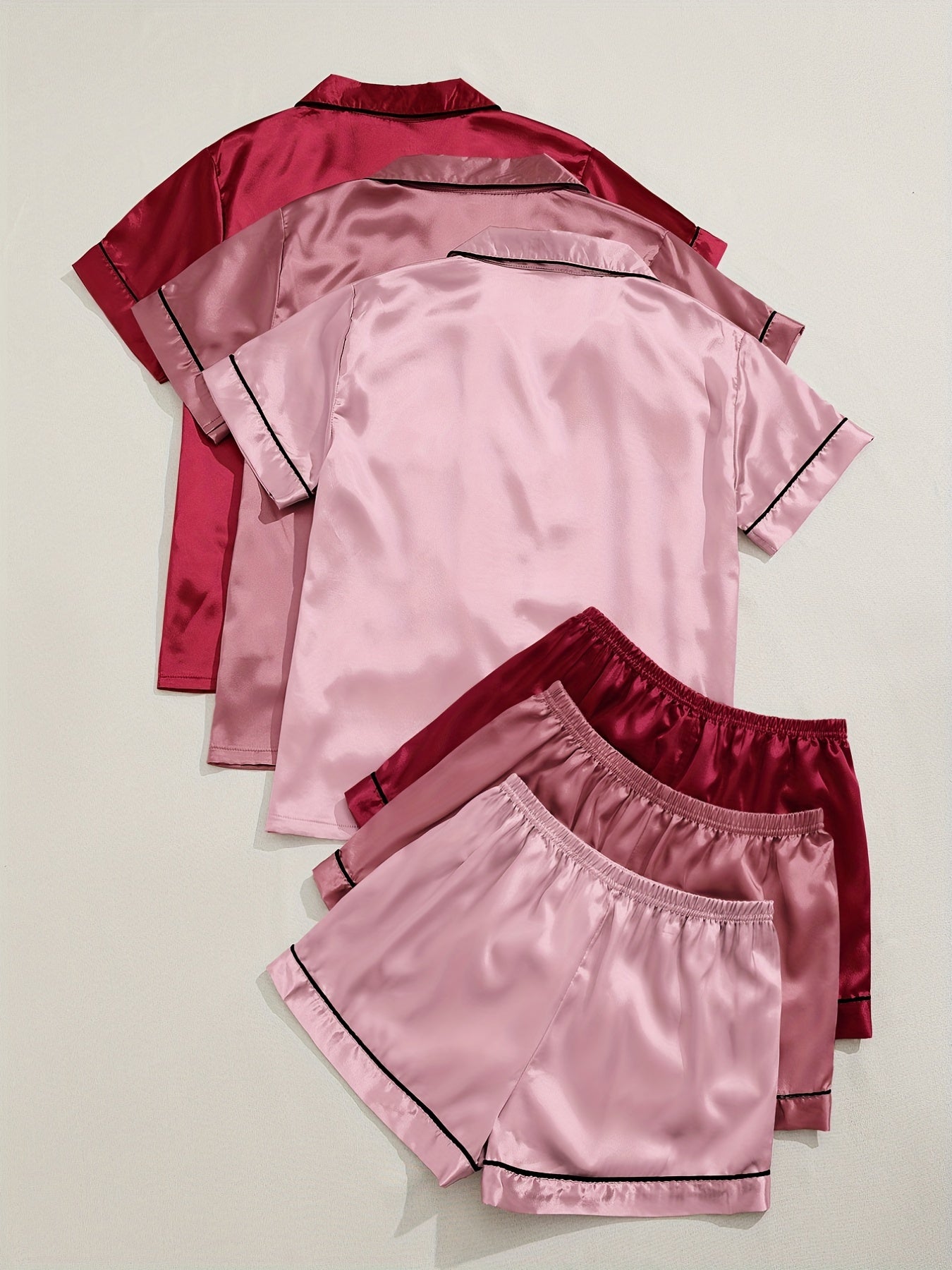 3 Sets Satin Pajama Set Women's Sleepwear & Loungewear