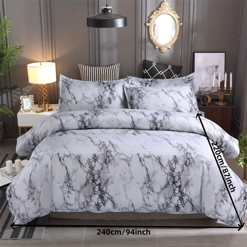 3-Piece Marble Luxury Duvet Cover Set