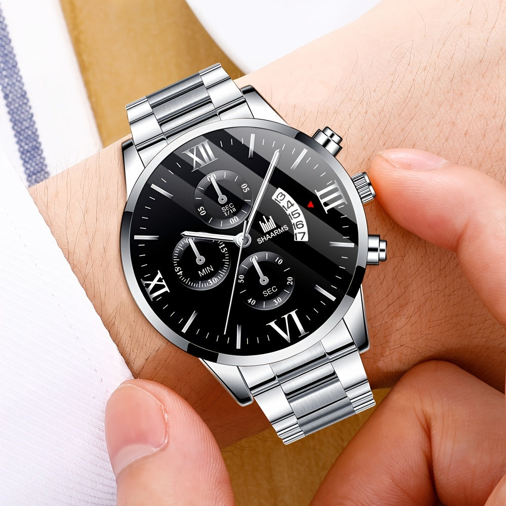 Men's Business Quartz Watch With Faux Three Subdials