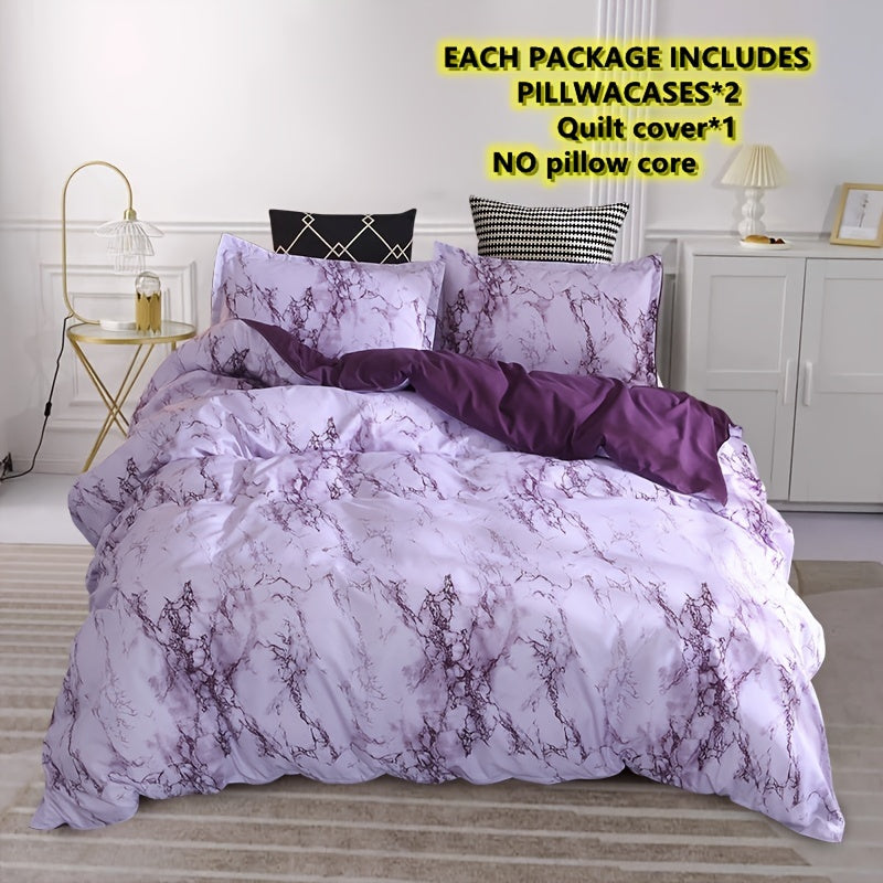 3-Piece Marble Luxury Duvet Cover Set