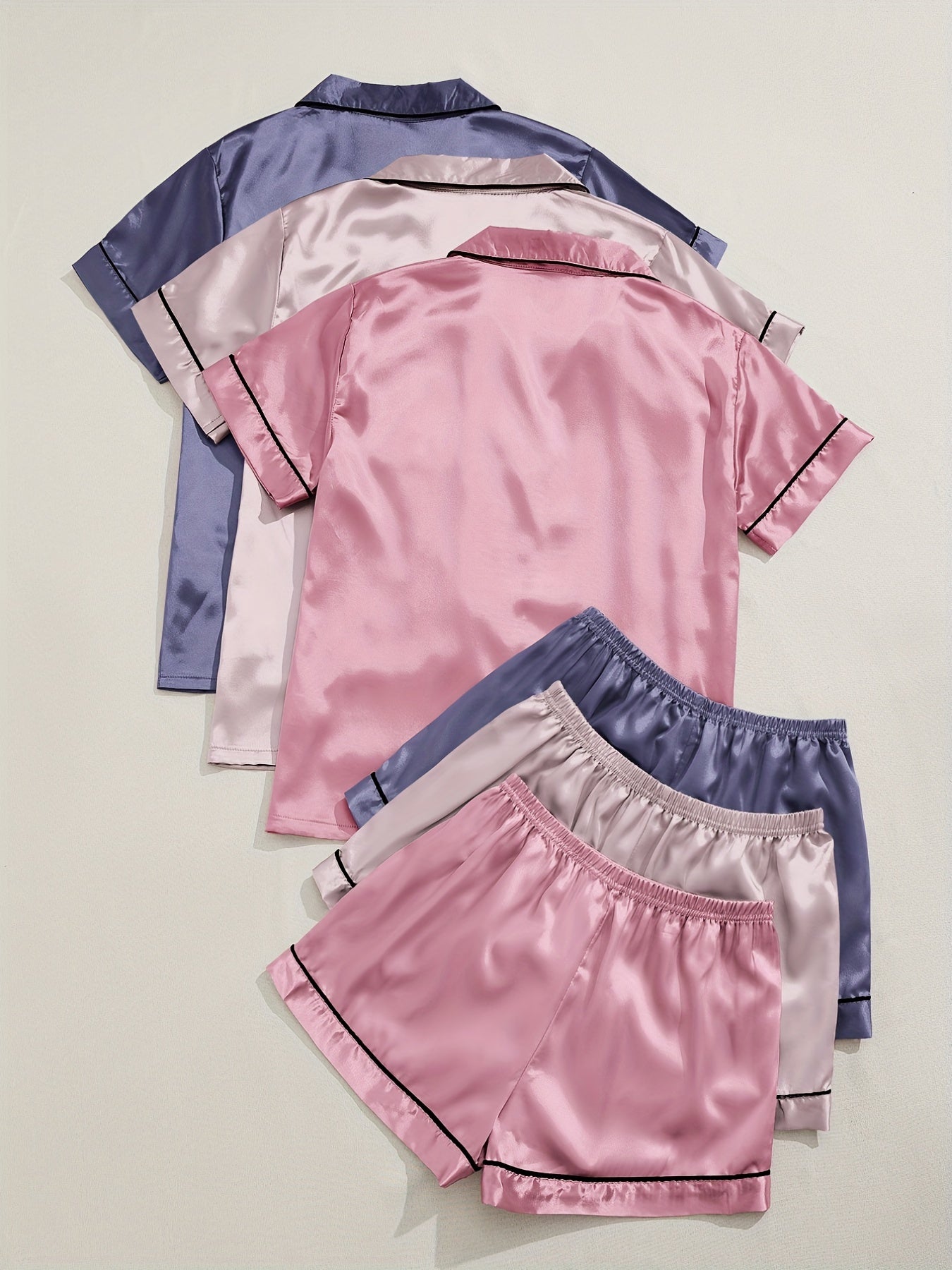 3 Sets Satin Pajama Set Women's Sleepwear & Loungewear