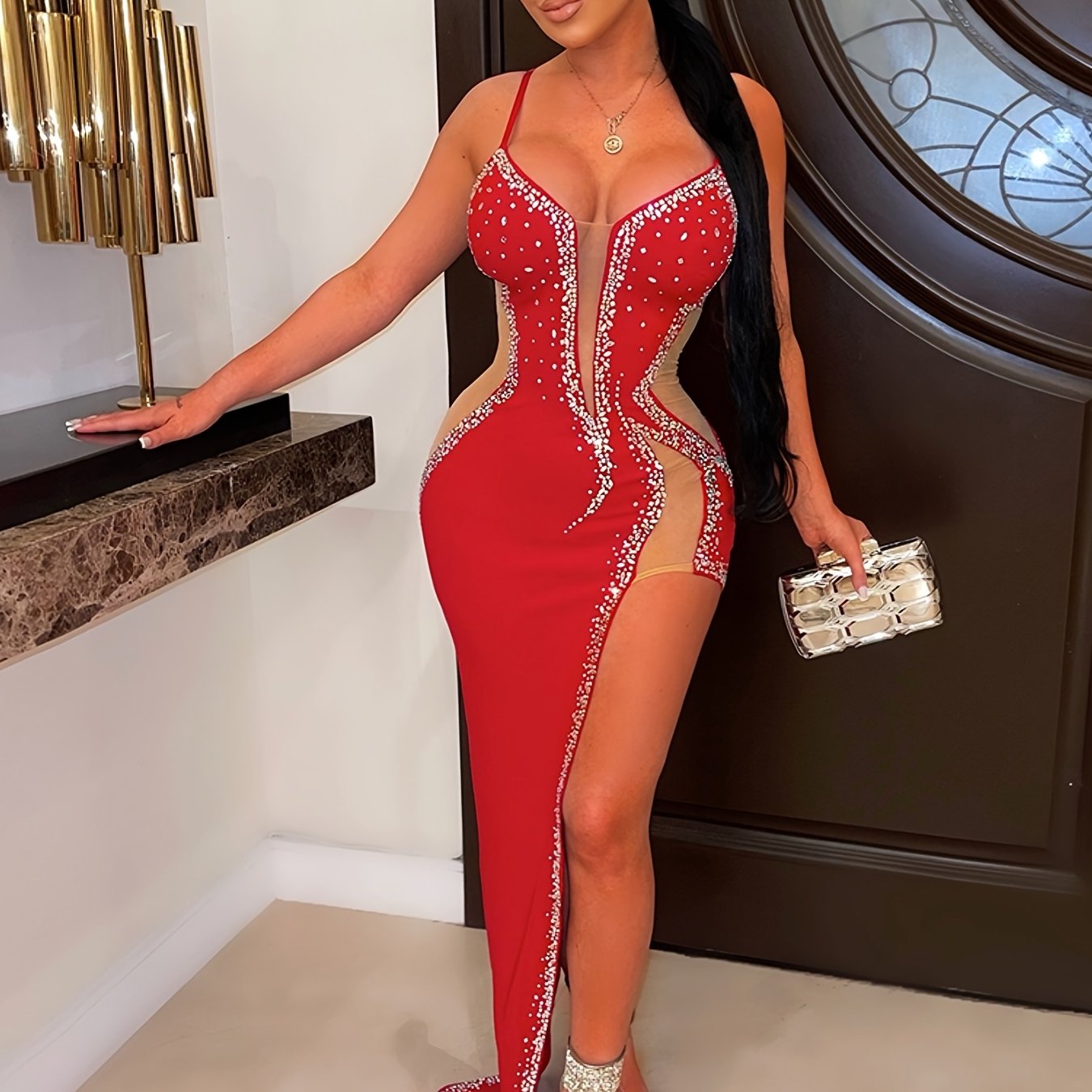 Sexy Rhinestone Long Dress