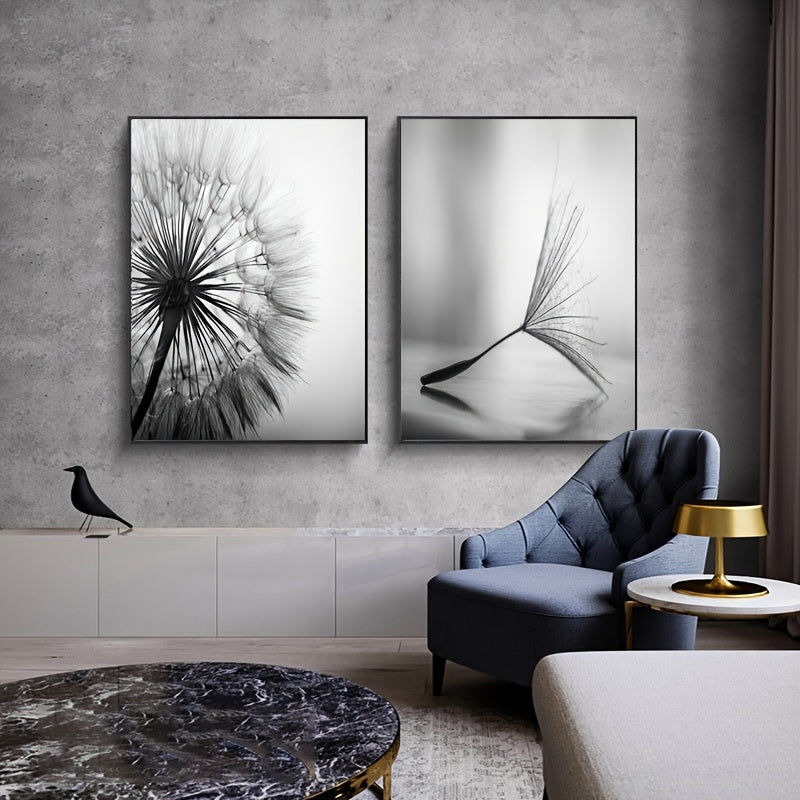 3pcs Black White Dandelion Flower Wall Poster
