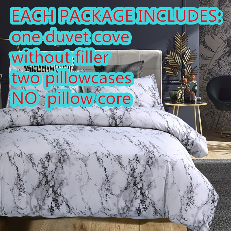 3-Piece Marble Luxury Duvet Cover Set