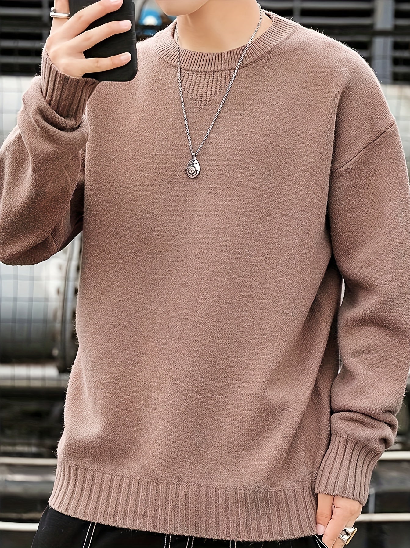 Cozy Knit Crew Neck Sweater - Men