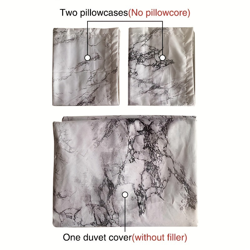 3-Piece Marble Luxury Duvet Cover Set