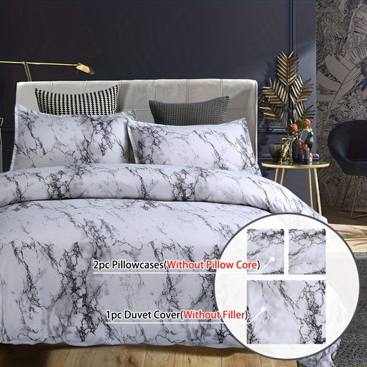 3-Piece Marble Luxury Duvet Cover Set
