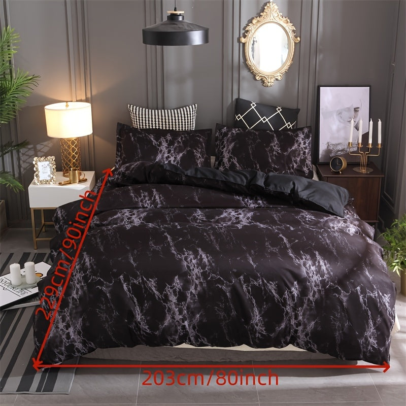 3-Piece Marble Luxury Duvet Cover Set