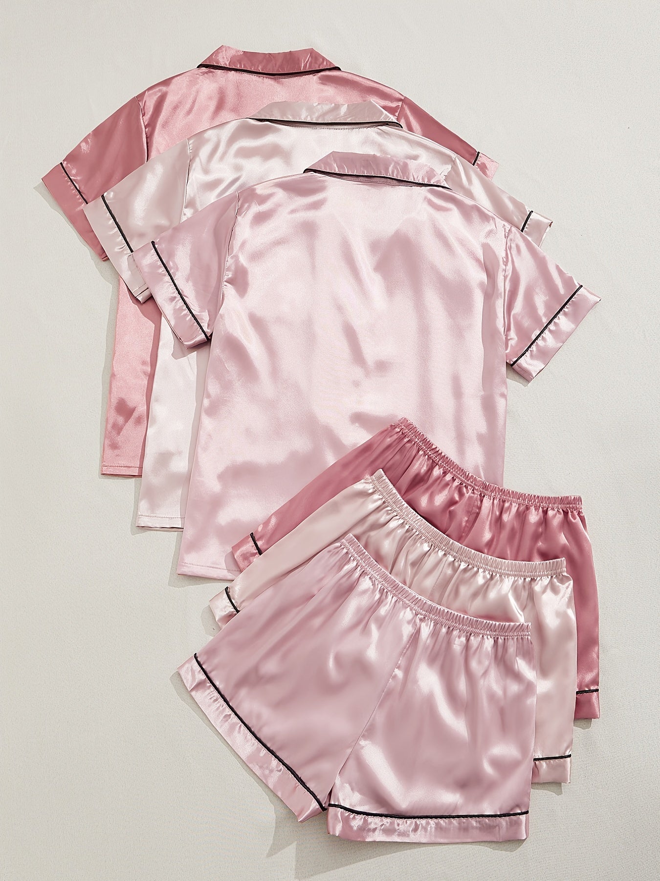 3 Sets Satin Pajama Set Women's Sleepwear & Loungewear