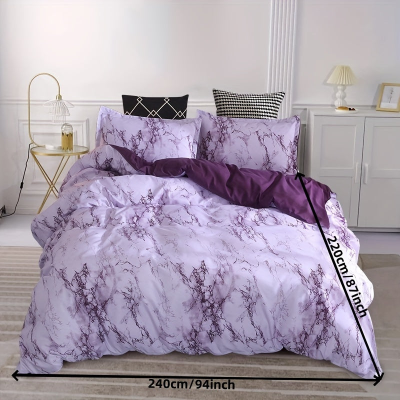 3-Piece Marble Luxury Duvet Cover Set