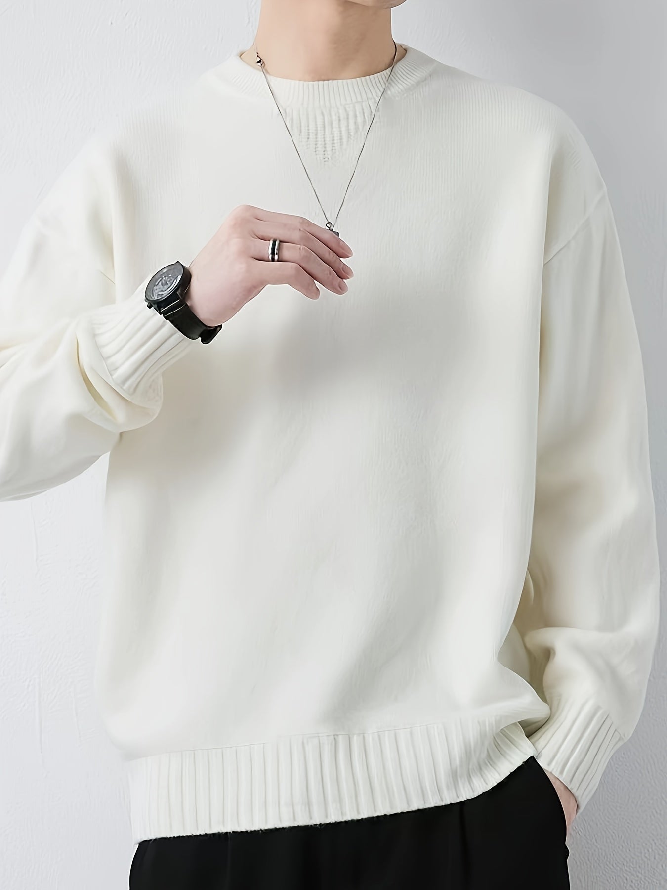 Cozy Knit Crew Neck Sweater - Men