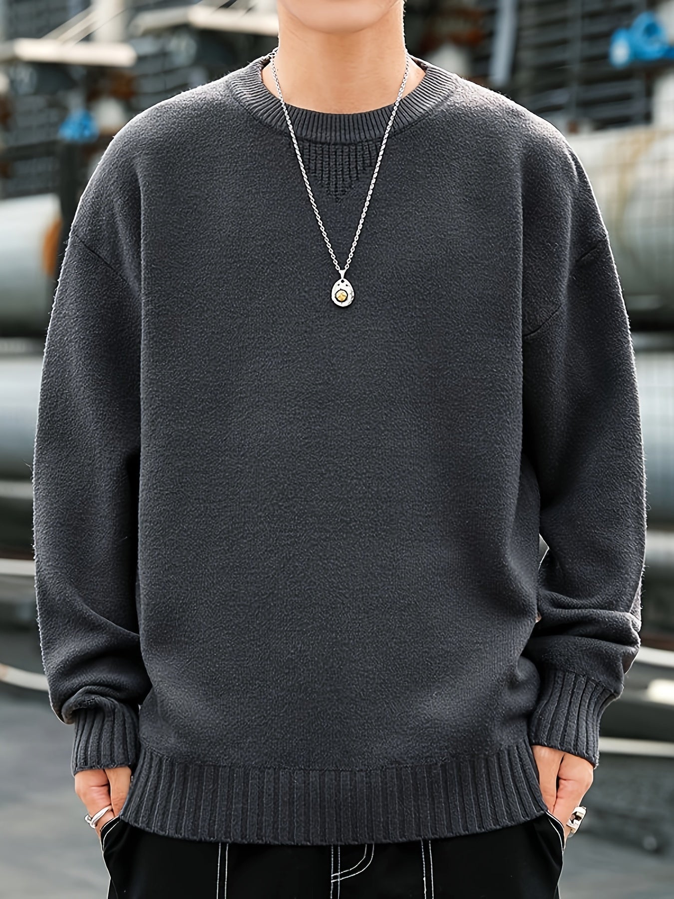 Cozy Knit Crew Neck Sweater - Men