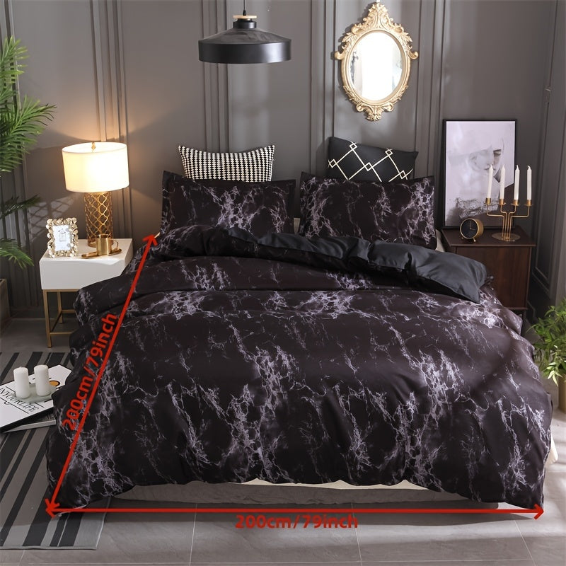 3-Piece Marble Luxury Duvet Cover Set