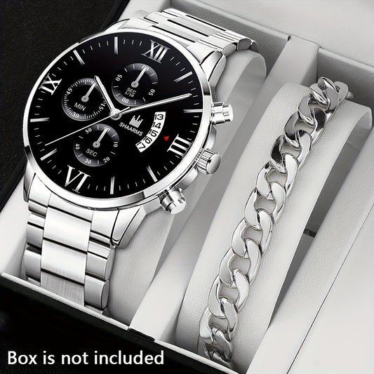 Men's Business Quartz Watch With Faux Three Subdials