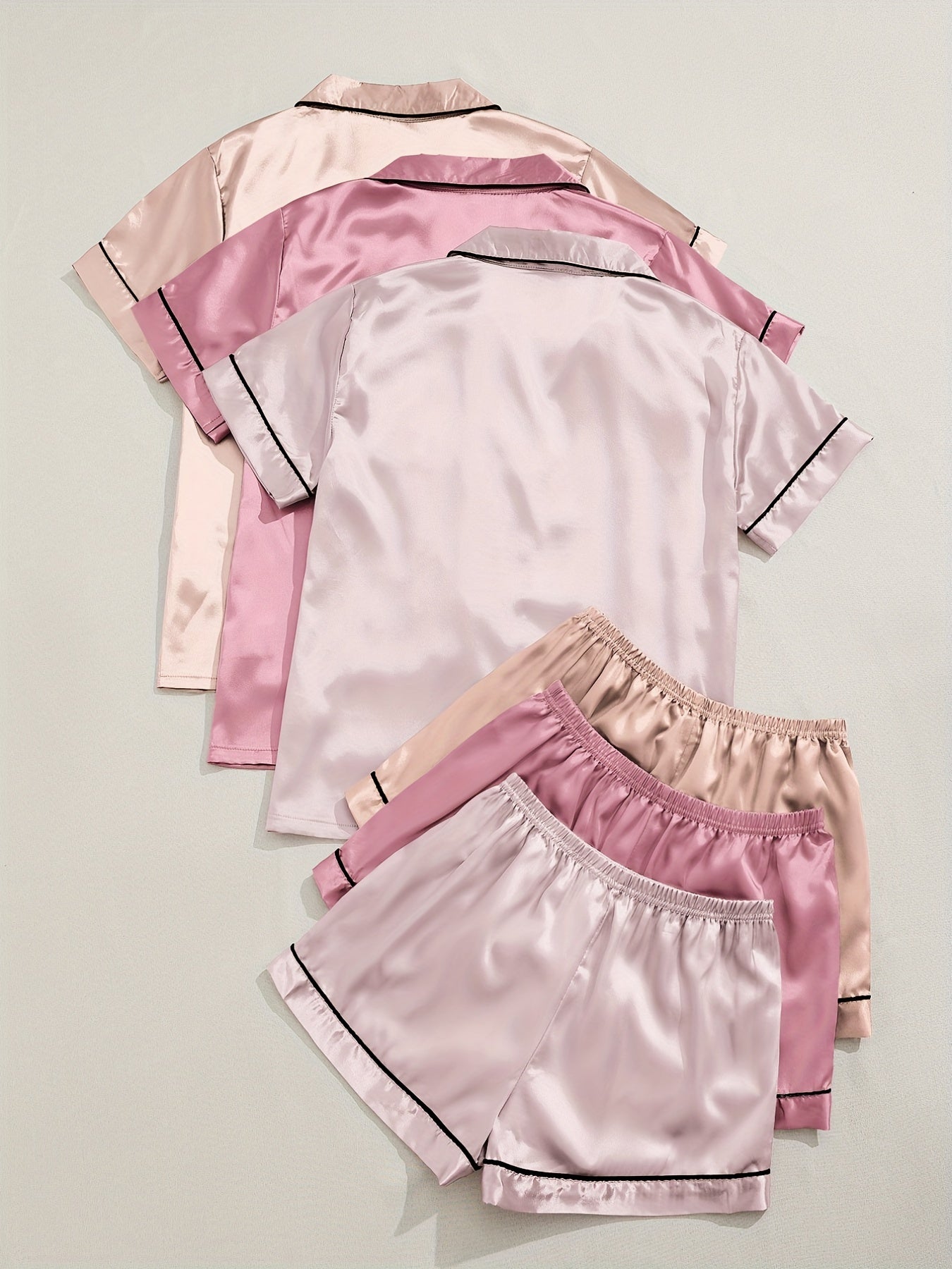 3 Sets Satin Pajama Set Women's Sleepwear & Loungewear