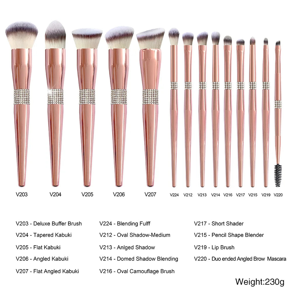 [INDUSTRY] 14pieces Rose Gold Makeup Brushes Set