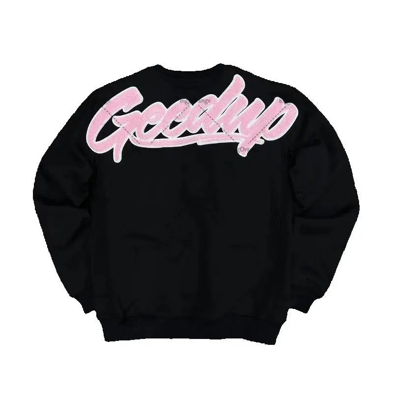American New Retro Letter Embroidered Casual Loose Top Men 2025 Street Hip-hop Harajuku Y2K Fashion Oversized Sweatshirt Women