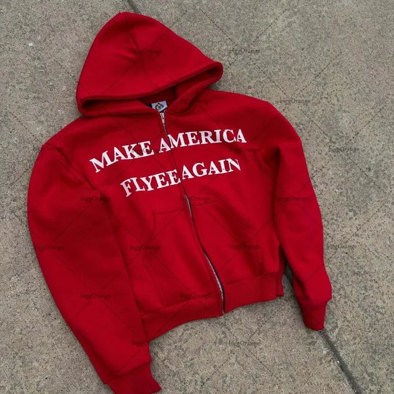 Summer American Street Tide Harajuku Retro Anime Print Hoodie Men y2k Gothic Punk Classic Oversized Zipper Sweatshirt women