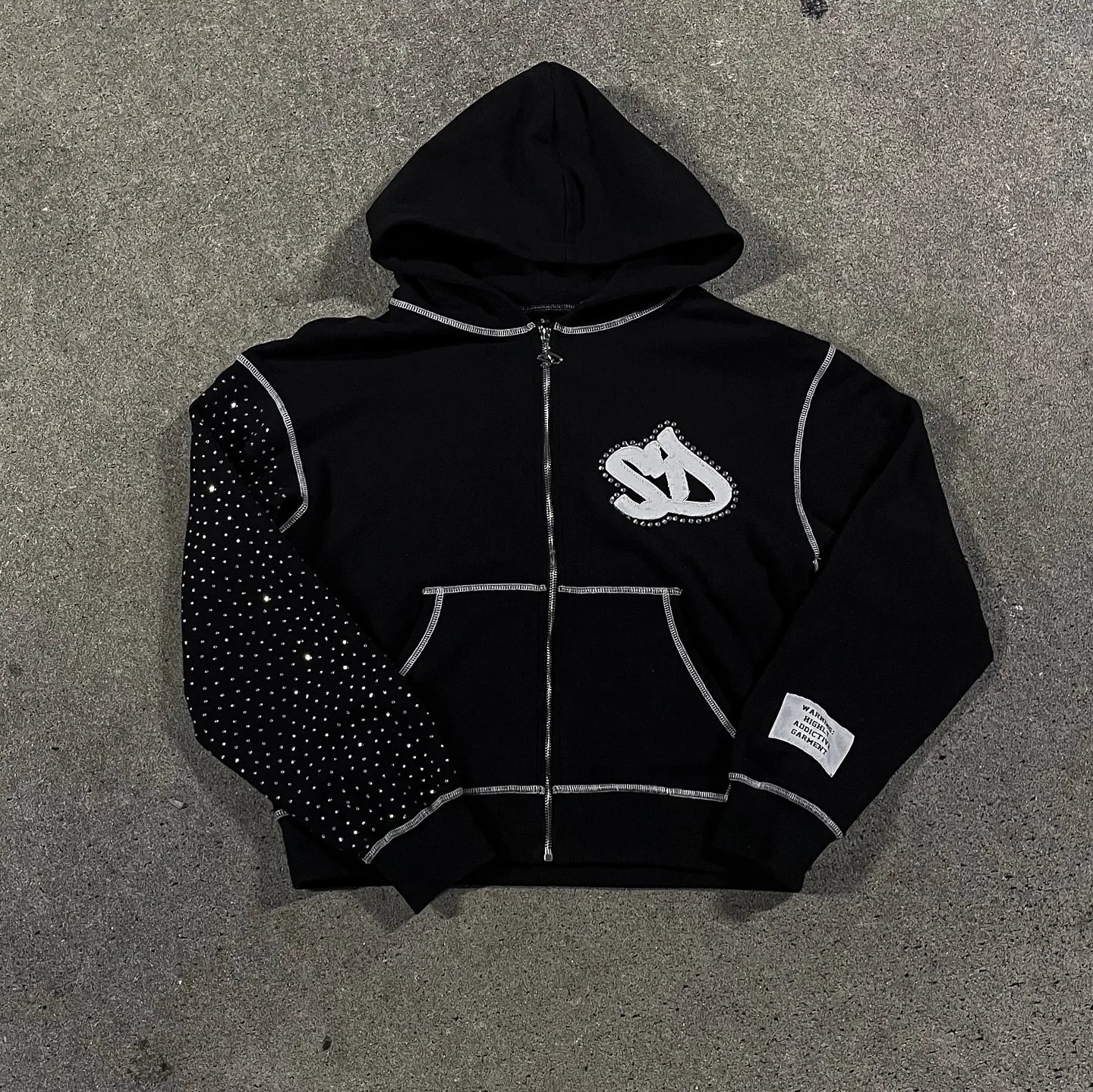 [INDUSTRY] American Fashion Embroidery Oversize Zipper Hoodie Men Y2K