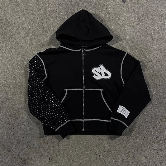 [INDUSTRY] American Fashion Embroidery Oversize Zipper Hoodie Men Y2K