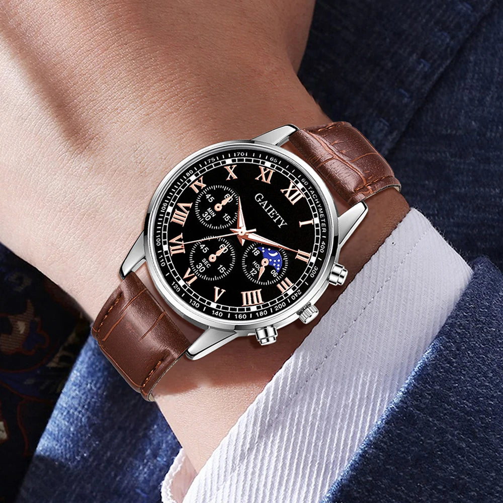 1PCS Fashion Watch Set Business Versatile Retro Quartz Watch