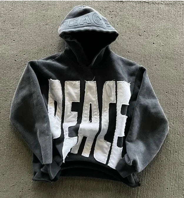 [INDUSTRY] American Fashion Embroidery Oversize Zipper Hoodie Men Y2K