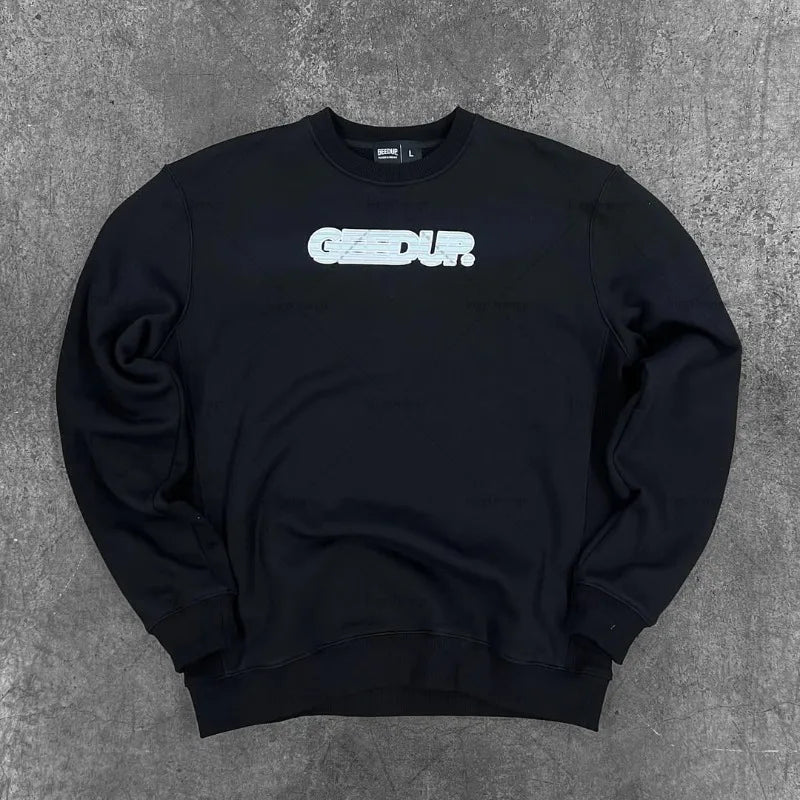High Street Retro Trendy Brand Round Neck Top Men Gothic Harajuku Long-sleeved T-shirt Women Hip-hop Casual Sports Streetwear