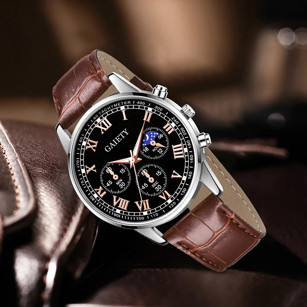 1PCS Fashion Watch Set Business Versatile Retro Quartz Watch