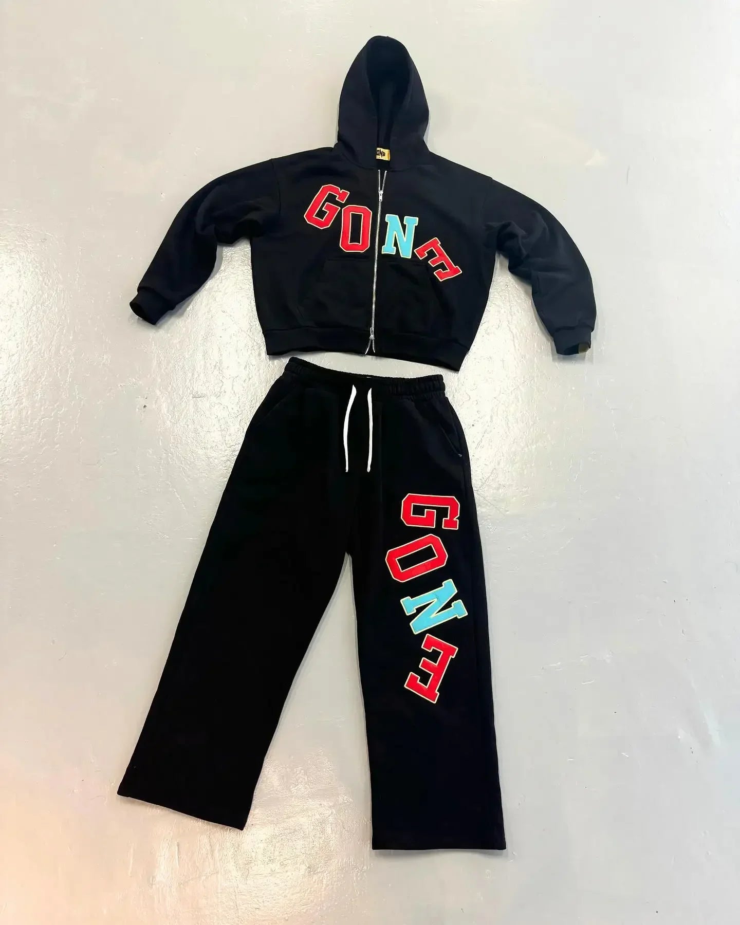 Harajuku Casual American Style Letter Print Streetwear Two Piece Set Hoodies Mens Sweatshirt Y2k Sweatpants Oversized Zip Hoodie