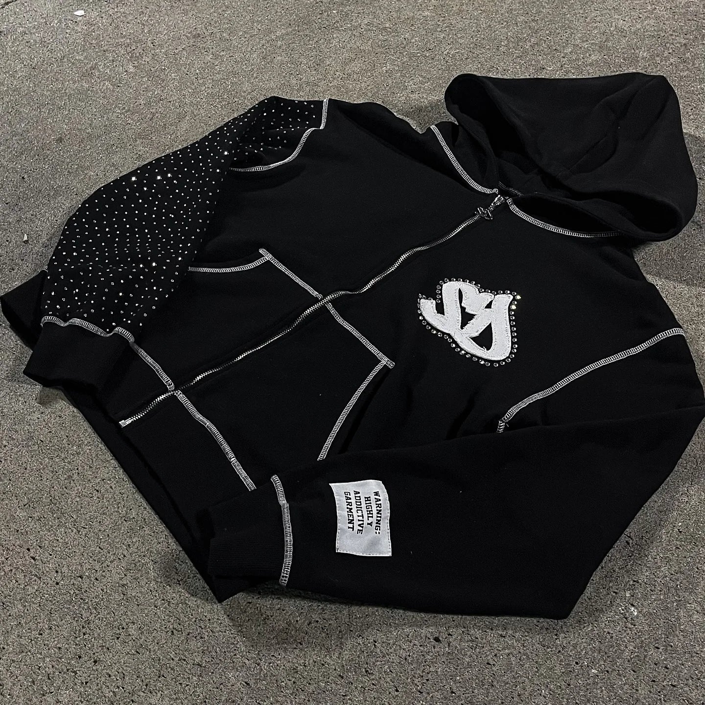 [INDUSTRY] American Fashion Embroidery Oversize Zipper Hoodie Men Y2K