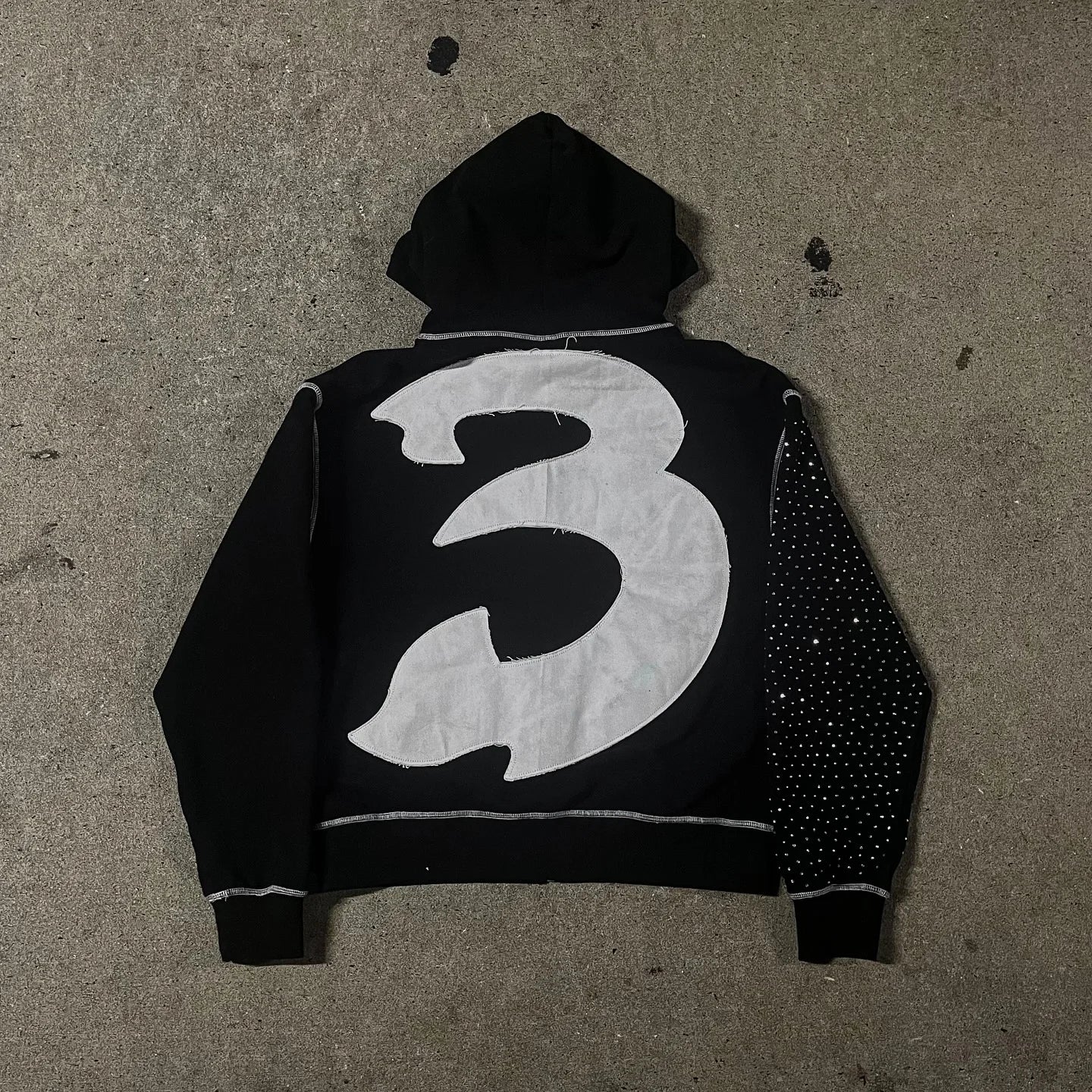 [INDUSTRY] American Fashion Embroidery Oversize Zipper Hoodie Men Y2K
