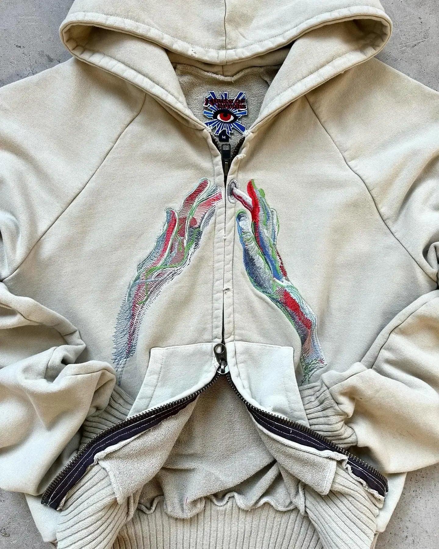 [INDUSTRY] American Fashion Embroidery Oversize Zipper Hoodie Men Y2K