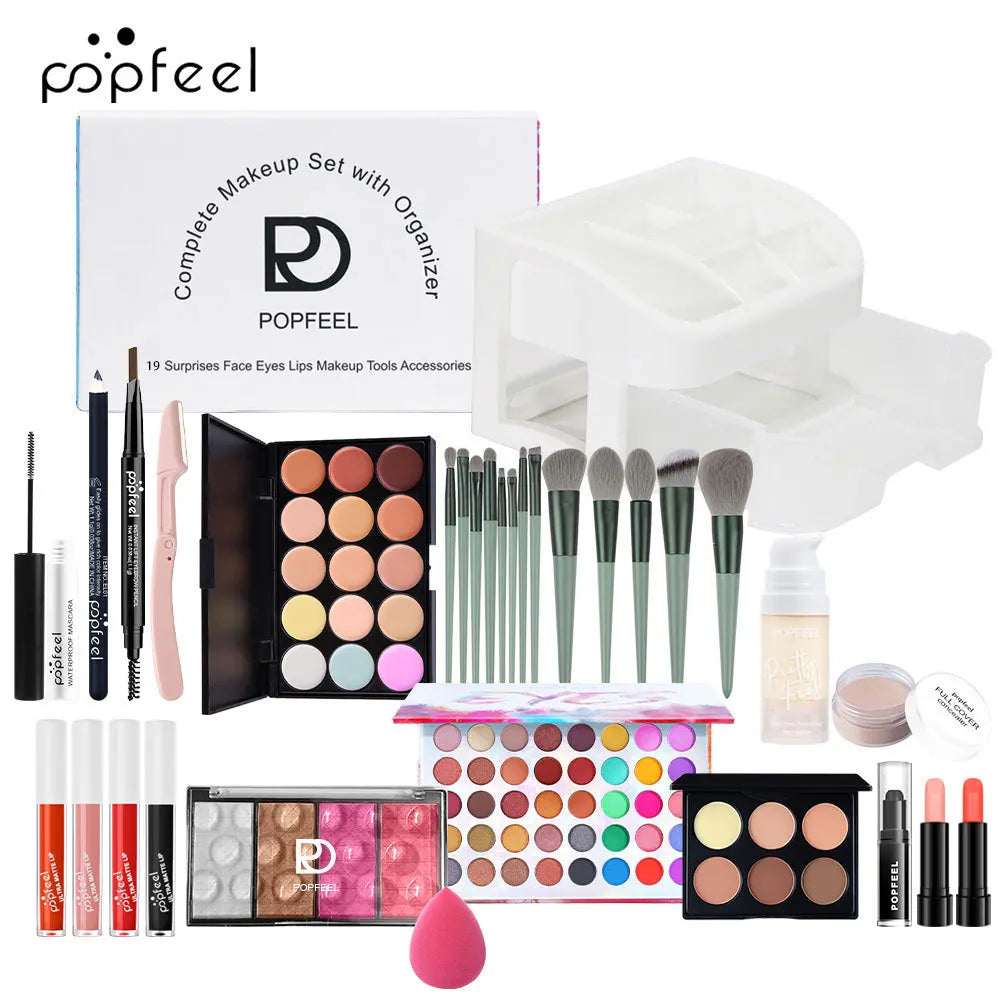 Makeup Kit Full Set All in One Eye Shadow Eyebrow Lipstick Mascara Contour Powder Brush Sets