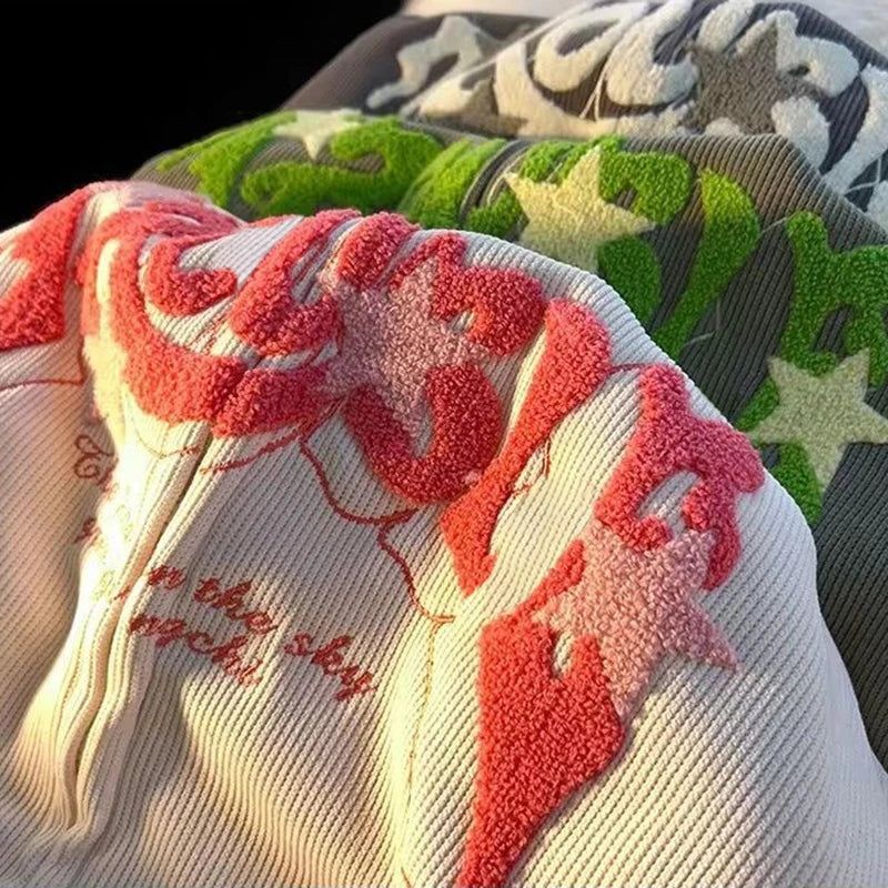Y2k Fashion Embroidery Zip Up Hoodies