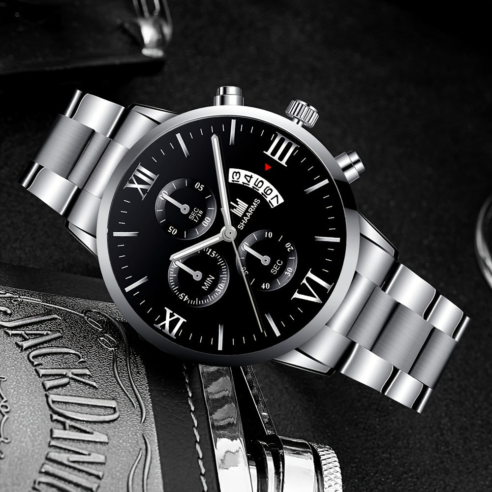 Men's Business Quartz Watch With Faux Three Subdials