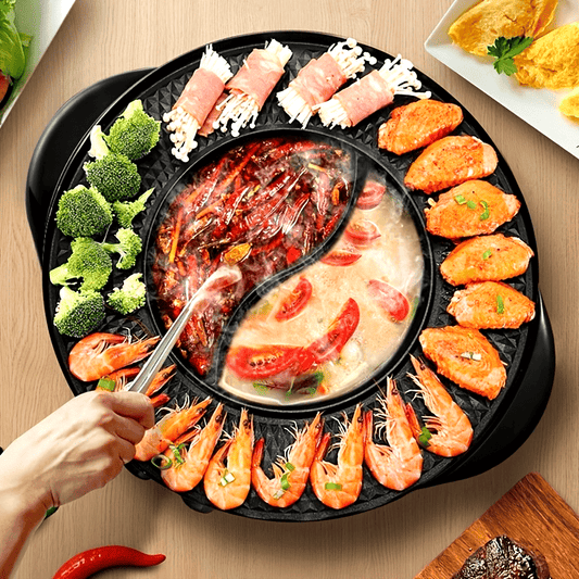 Electric Smokeless BBQ Grill and Hot Pot Duo